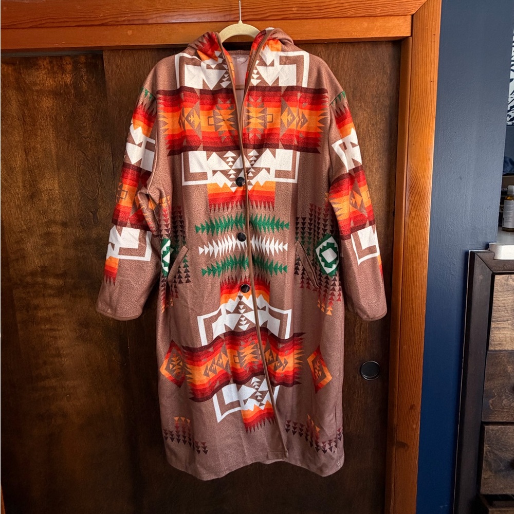 Women's Multicolor Hooded Coat